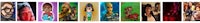 a collage of cartoon characters in different colors